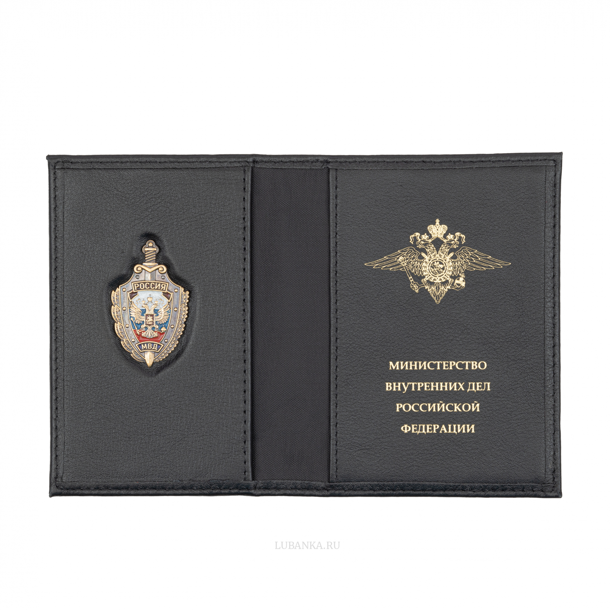 Обложка для автодокументов МВД с жетоном черная