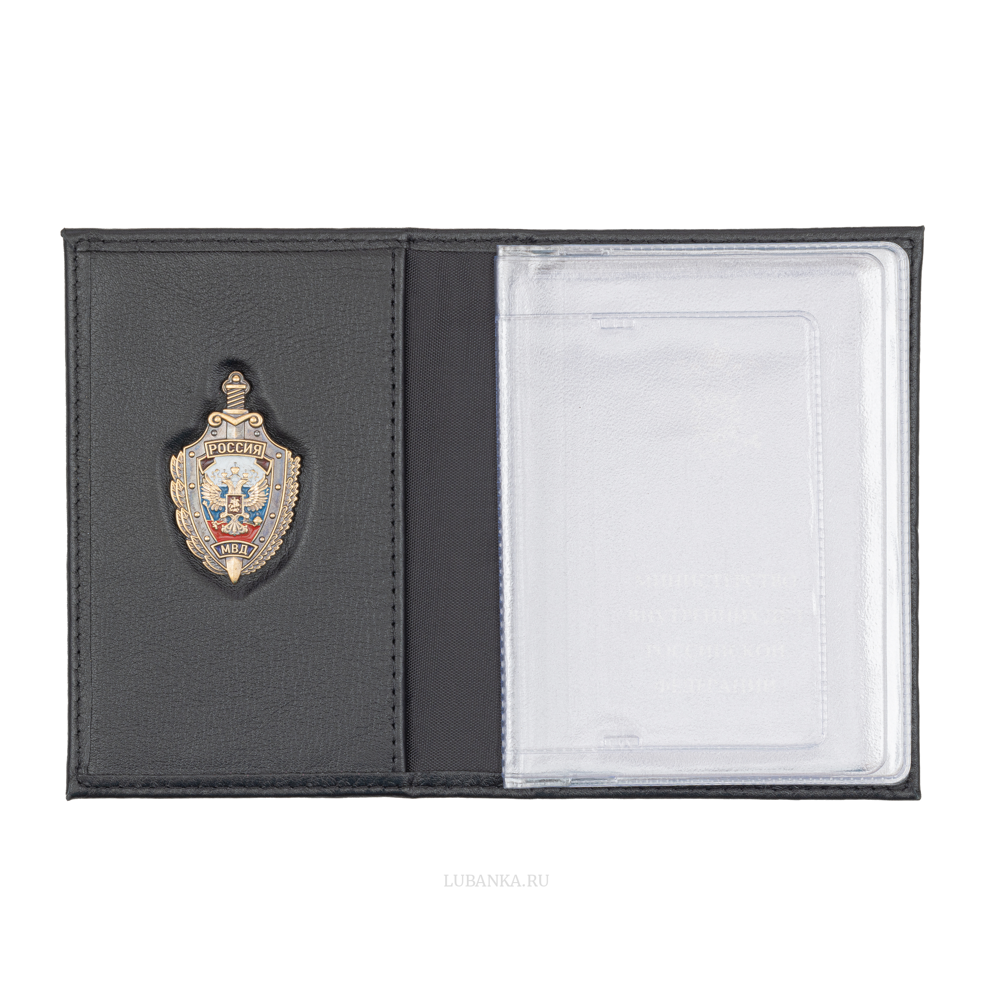 Обложка для автодокументов МВД с жетоном черная