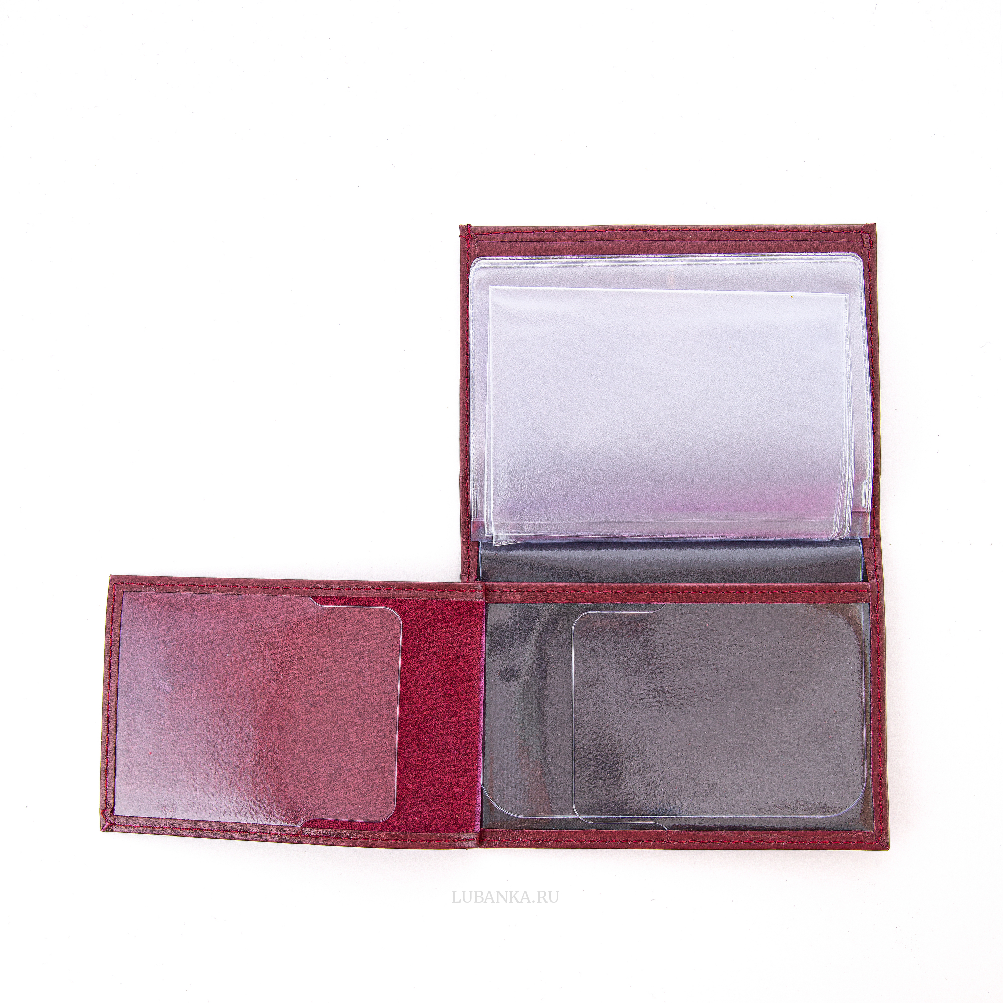 Обложка для автодокументов и удостоверения ФСБ с жетоном бордовая