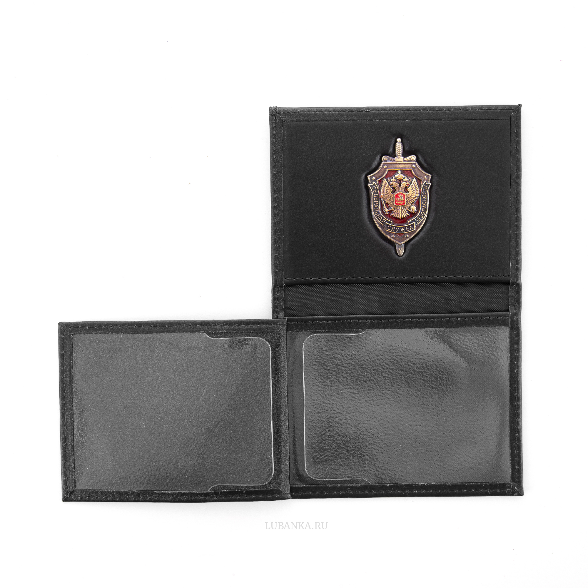 Обложка для удостоверения ФСБ с жетоном черная