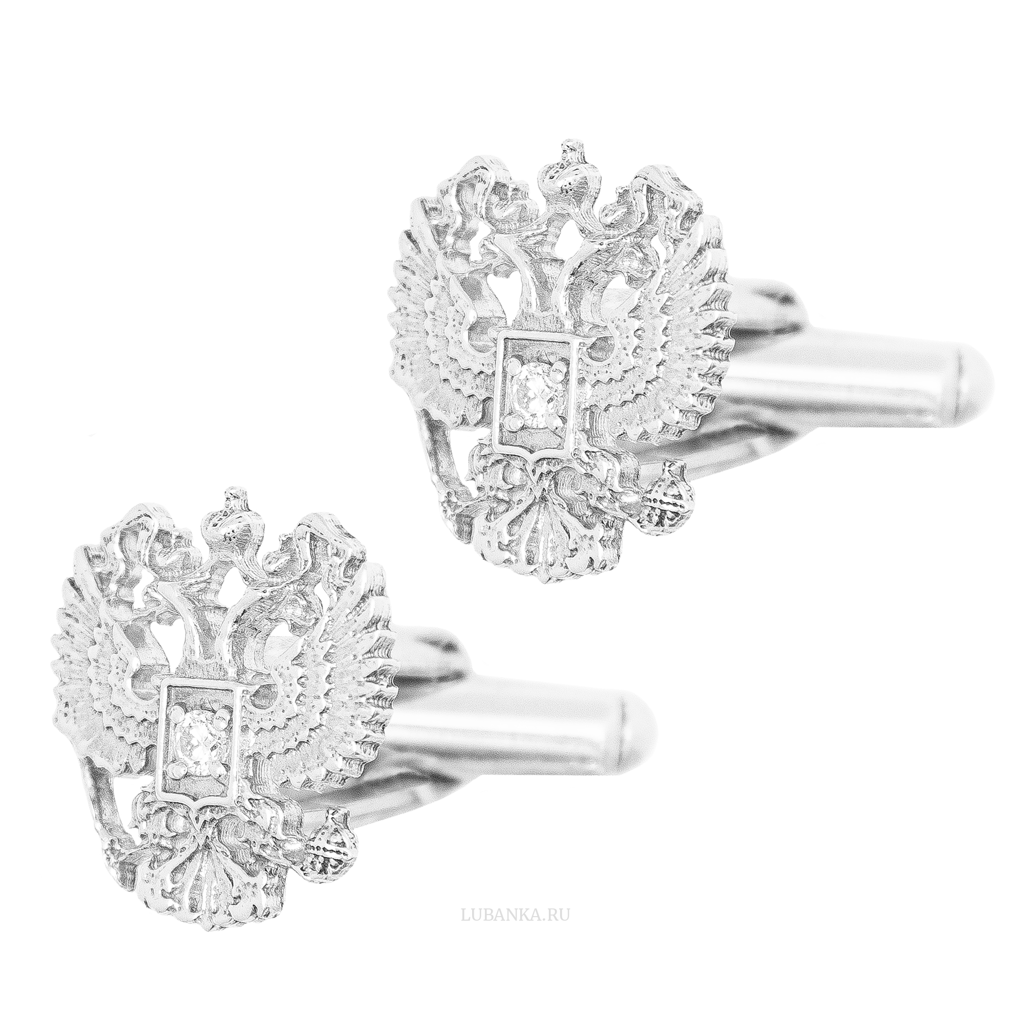 Запонки Герб России серебро