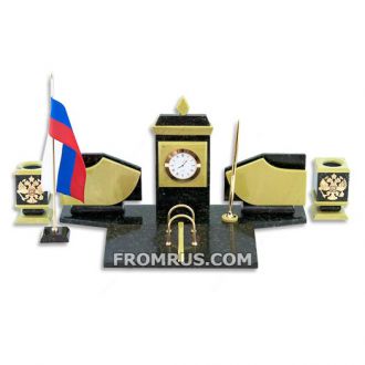 Настольный набор для руководителя «Герб России» из камня