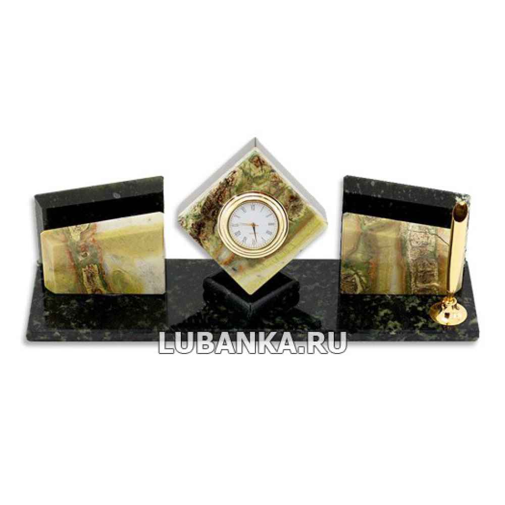 Настольный набор для руководителя «Куб» из камня